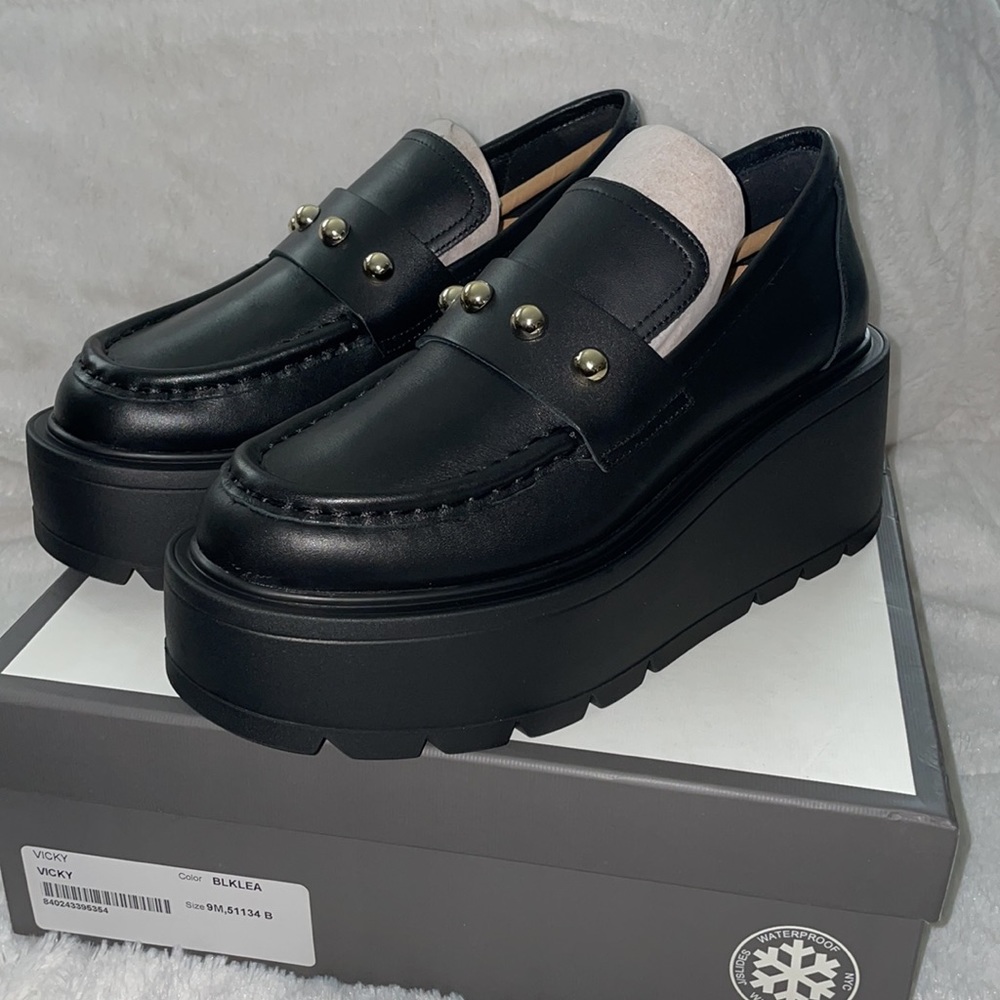 NWT J/SLIDES VICKY Black Leather Platform - Picture 8 of 16